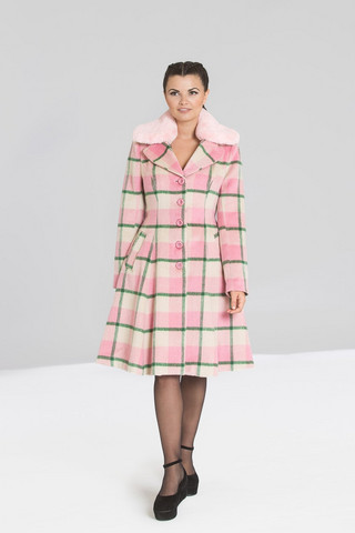 80006 HELL BUNNY MILLICENT pastellisävyinen ruudullinen takki, pink