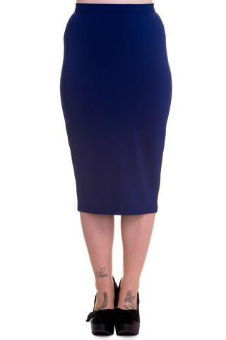 5324 HELL BUNNY JONI PENCIL SKIRT, NVY