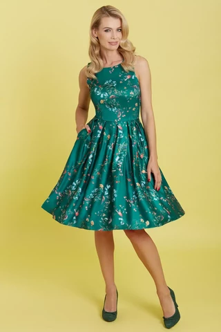 952 DOLLY & DOTTY AMANDA vintage style forest green bird print dress