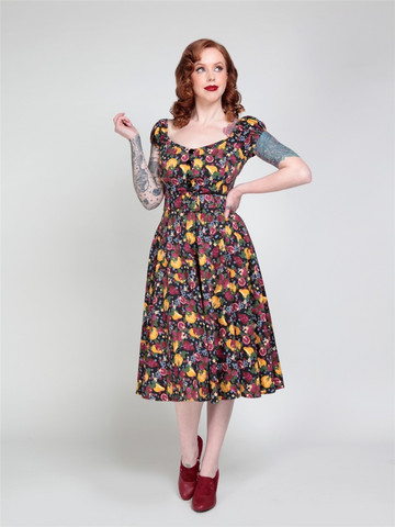 220835 COLLECTIF BLANCHE FRUIT BOWL SWING DRESS