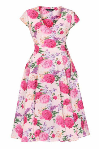 62045 LADY VINTAGE ESME BLUSH FLORAL 50-luvun tyylin kukkamekko