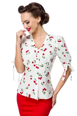 50326-007 BLOUSE WITH CHERRIES, wht