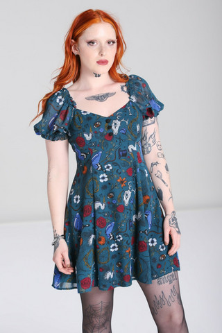 40362 HELL BUNNY Sianna Mini Dress, teal