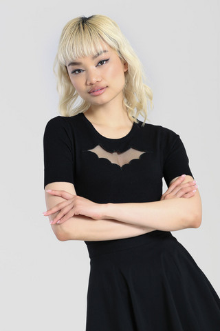 60203 HELL BUNNY BAT TOP, BLK