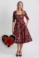 14812 DOLLY & DOTTY SCARLETTE FLORAL midi dress, blk/red