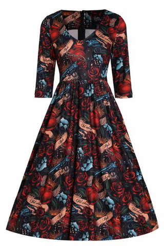 21487 DOLLY & DOTTY BILLIE GUNS N´ROSES BOHEMIAN SWING DRESS