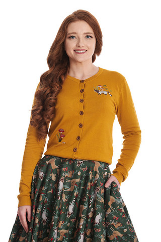 21171 BANNED WOODLAND MUSHROOM CARDIGAN, MUSTARD