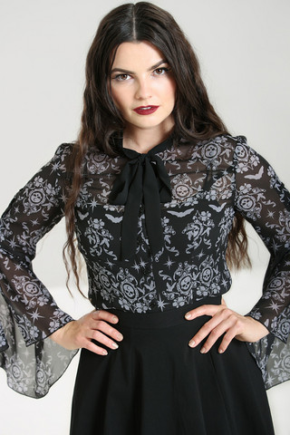 60116 HELL BUNNY LOST WHISPERS BLOUSE