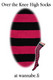 1002 Over knee high, stripe blk/fuchsia