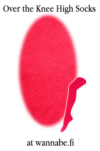 1001 Over knee high socks, plain fuchsia