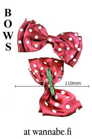 Double bow on clip, polka dot, pink