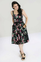 40058 HELL BUNNY KALANI 50-luvun tyylin hibiscus-kukkainen kellomekko