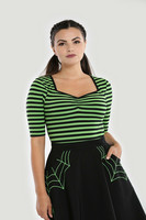 60052 HELL BUNNY WARLOCK TOP,  BLK/GRN