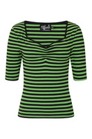 60052 HELL BUNNY WARLOCK TOP,  BLK/GRN