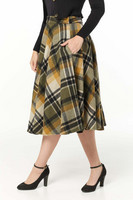 15559 TIMELESS SOPHIE HAME, ruudullinen villasekoitekangashame, khaki