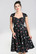 40166 HELL BUNNY  PETALS musta kuviollinen 50-luvun tyylin kellomekko