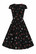 40166 HELL BUNNY  PETALS musta kuviollinen 50-luvun tyylin kellomekko