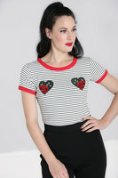 60090 HELL BUNNY ROSE HEART TOP, WHT