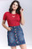 50186 HELL BUNNY STRAWBERRY DENIM mansikkasomisteinen minihame