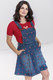40257 HELL BUNNY STRAWBERRY DENIM mansikkasomisteinen lappumekko