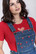 40257 HELL BUNNY STRAWBERRY DENIM mansikkasomisteinen lappumekko