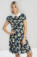 40246 HELL BUNNY DAISY viskoosinen päivänkakkarakuosinen minimekko