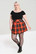 50214 HELL BUNNY CLEMENTINE oranssi/musta ruudullinen minihame soljilla