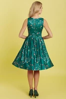 952 DOLLY & DOTTY AMANDA vihreä vintage tyylinen mekko lintuprintillä