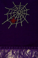 Velvet scarf with spider web, purple