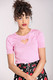 60217 HELL BUNNY HEART lyhyt hihainen neuletoppi, pinkki