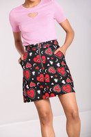 50267 HELL BUNNY KATE HEART A-linjainen minihame sydänprintein