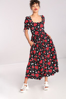 40333 HELL BUNNY KATE HEART maximittainen hihallinen viskoosimekko
