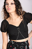 60224 HELL BUNNY TIFA lyhyt musta crop toppi ketjusomisteella