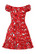 40337 HELL BUNNY EMMYLOU punainen minimekko valkoisin länkkäriprintein