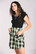 50270 HELL BUNNY TAMMY tartan -kuosinen minihame musta/neonvihreä