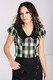 60239 HELL BUNNY TAMMY tartan -kuosinen lyhyt pusero, musta/neonvihreä