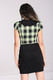60239 HELL BUNNY TAMMY tartan -kuosinen lyhyt pusero, musta/neonvihreä