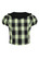 60239 HELL BUNNY TAMMY tartan -kuosinen lyhyt pusero, musta/neonvihreä