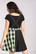 40338 HELL BUNNY TAMMY tartan -kuosinen lappumekko, musta/neon vihreä