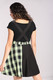 40338 HELL BUNNY TAMMY tartan -kuosinen lappumekko, musta/neon vihreä