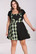 40338 HELL BUNNY TAMMY tartan -kuosinen lappumekko, musta/neon vihreä