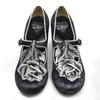 HCD120 BLACK TUDOR Mary Jane Pump, mid heels