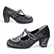 HCD120 BLACK TUDOR Mary Jane Pump, mid heels