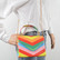 BAG3842  RAINBOW PRINT TOP HANDLE CLUTCH, multicolor