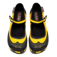 HCD211 HAVANA CHECKERS YELLOW Mary Jane Platform