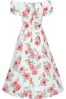86176 DOLLY & DOTTY LILY Off Shoulder Swing Dress in White Floral
