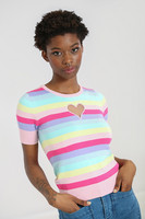 60140 HELL BUNNY LOVE HEART top, multicolour