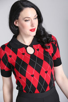 60255 HELL BUNNY AMY TOP, black/red