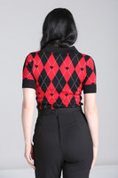60255 HELL BUNNY AMY TOP, black/red