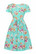 62041 LADY VINTAGE LYRA MINI AQUAMARINE FLORAL polvimittainen kukkamekko